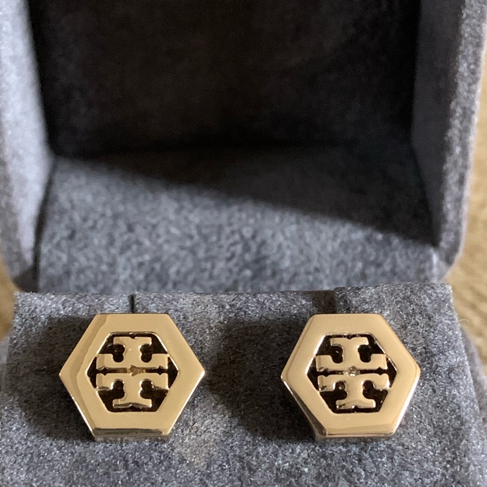 Tory Burch gold logo stud earrings
